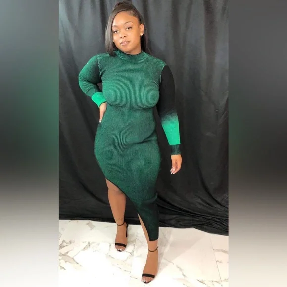 Dresses | Emerald Green Sweater Dress High Low Long Sleeves | Poshmark